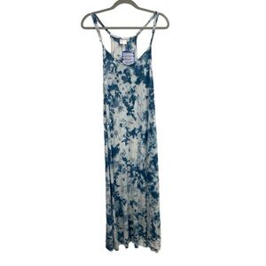 Beach Break Tie Dye Jersey Maxi Dress Beach Cover Up Blue Size Medium NWT